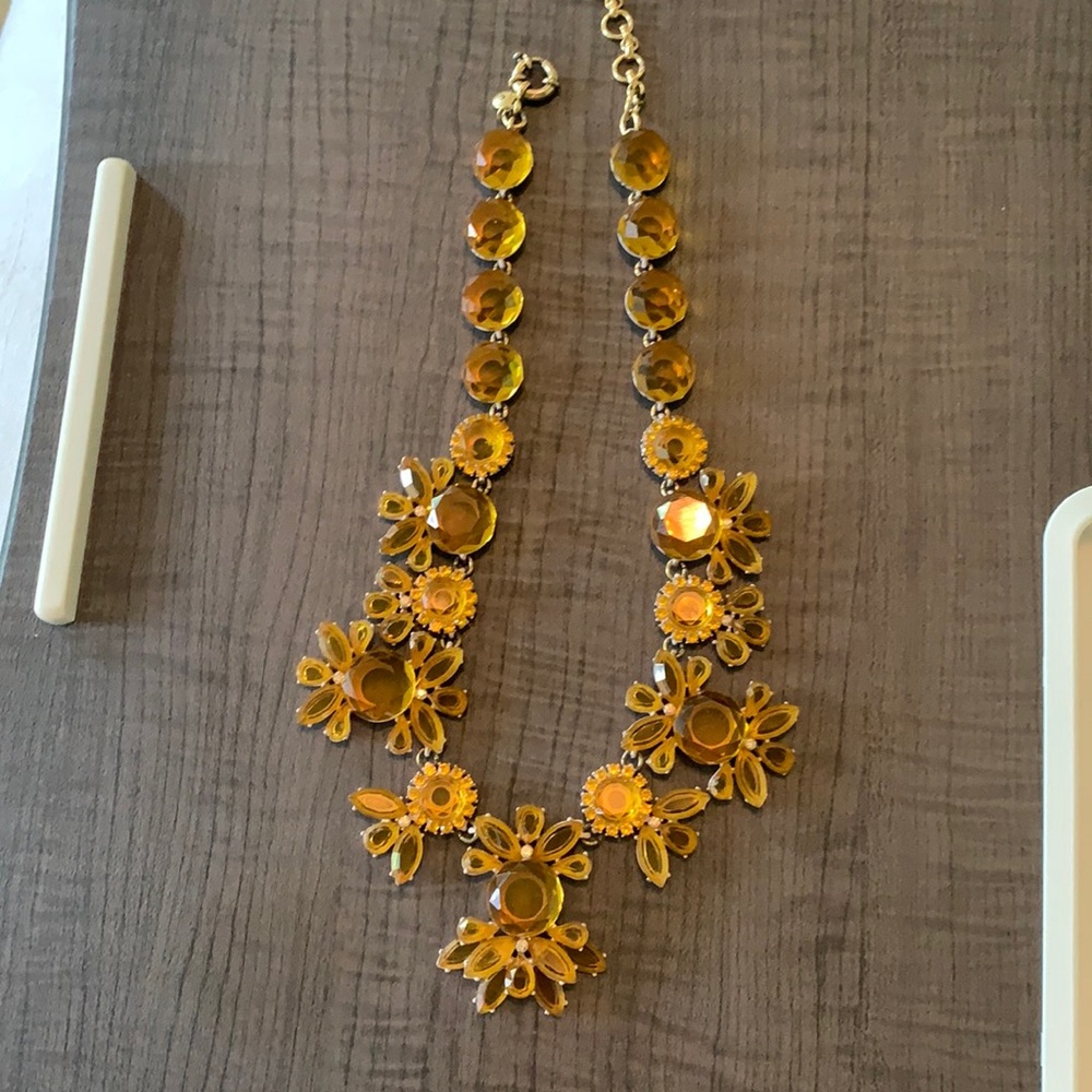 J Crew Mustard Flower Statement Necklace